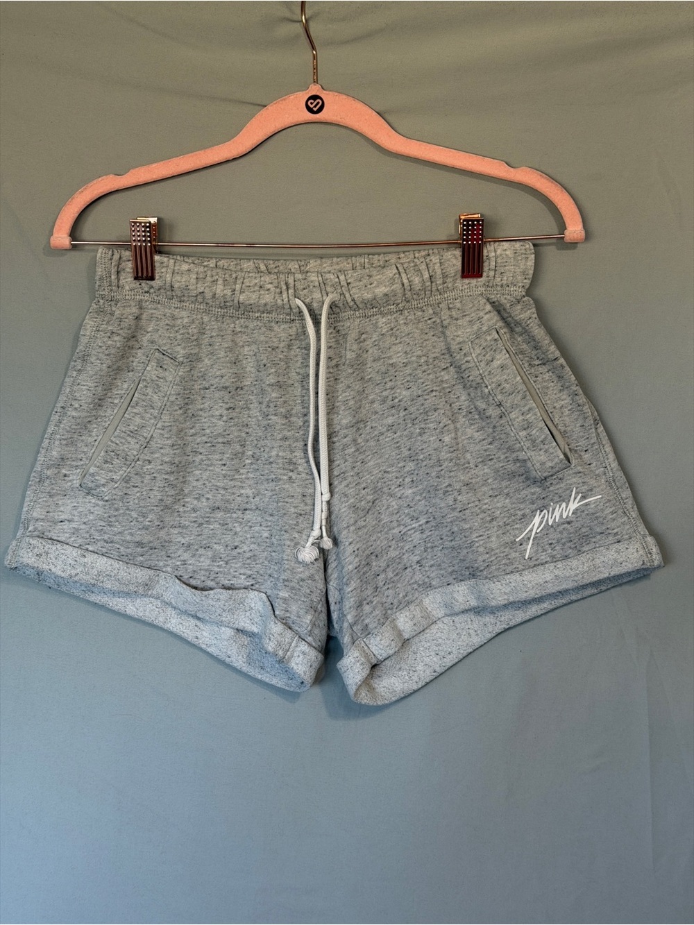 PINK Victoria's Secret Womens Sweatshorts Size XS Grey Logo Lounge Comfy Pockets